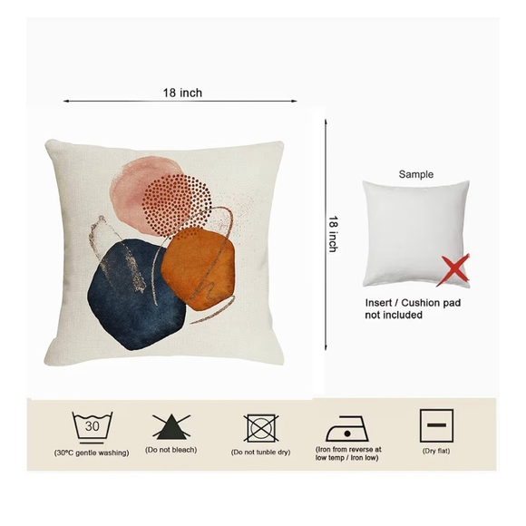 Burnt Orange Abstract Throw Pillow Covers 18x18 Set of 4 Mid Century Modern P... - Picture 2 of 2